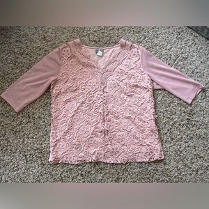 Fair Lady pink lace half sleeve shirt size 14